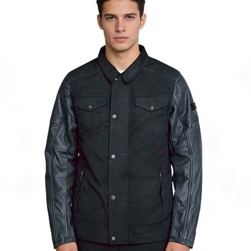 FLASH 2.0 WAXED COTTON AND LEATHER JACKET